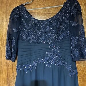 Elegant Navy Blue Embellished Dress